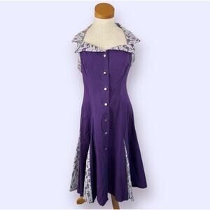 Vintage 80s Lilia Smitty Exclusive Dress Size 11/12 Purple Sleeveless Rockabilly